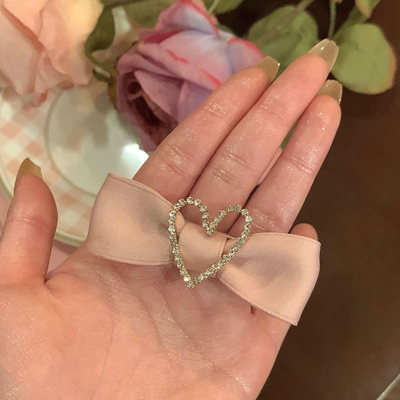 Kẹp Tóc Đính Đá Hình Nơ / Trái Tim Rỗng Thời Trang Cho Nữ