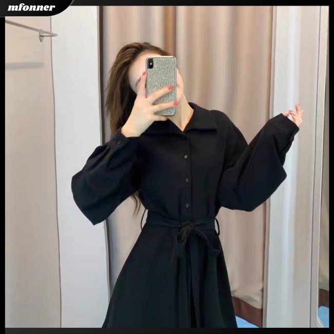 Đầm Dài Tay Màu Trơn Thiết Kế Đơn Giản Thanh Lịch Thời Trang Dành Cho Nữ