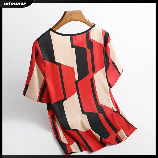 Áo Thun Nữ Tay Ngắn Cổ Tròn Dáng Suông Họa Tiết Caro Thời Trang Mùa Hè