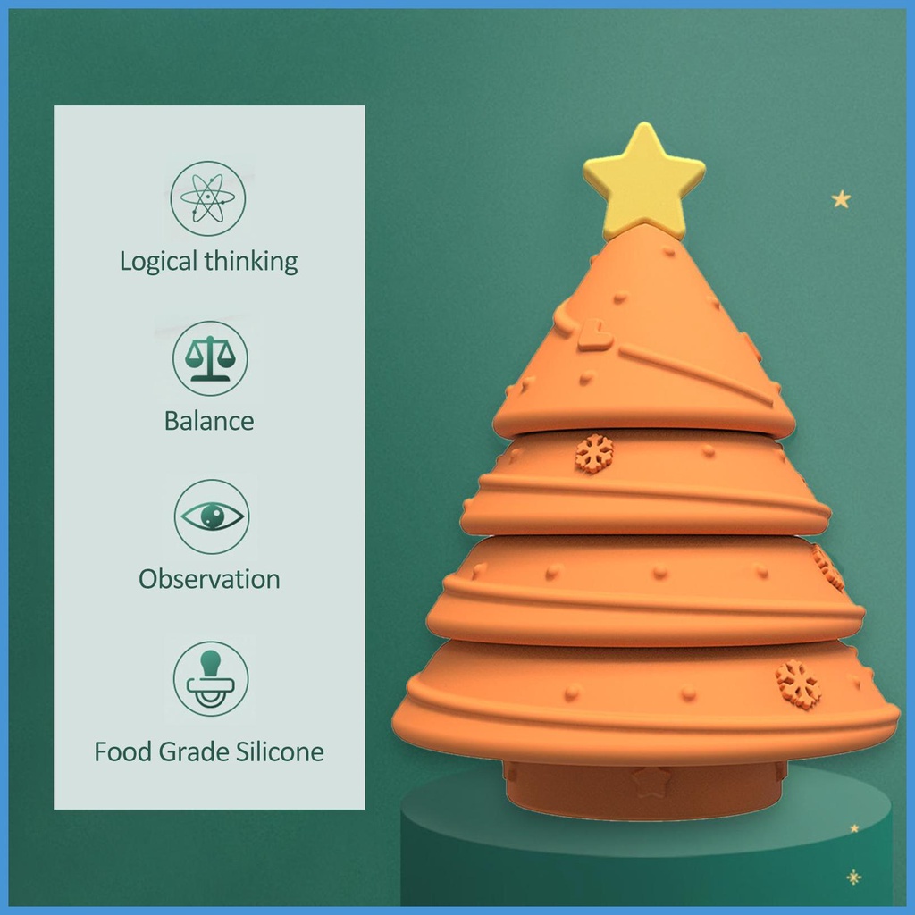 Đồ Chơi Tháp Xếp Chồng Lên Nhau Cây Thông Giáng Sinh Montessori Cho Bé Mọc Răng Kết Hợp Bàn Tay Mắt luvn luvn