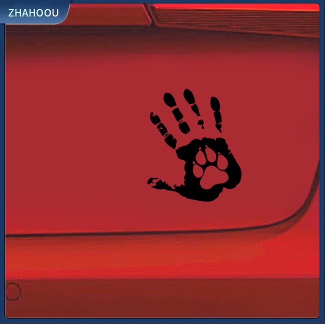 ☃Nhà Cửa☃ 1 Cặp Nhãn Dán Trang Trí Xe Hơi D-1805 Họa Tiết Dấu Tay Chú Chó Dễ Thương