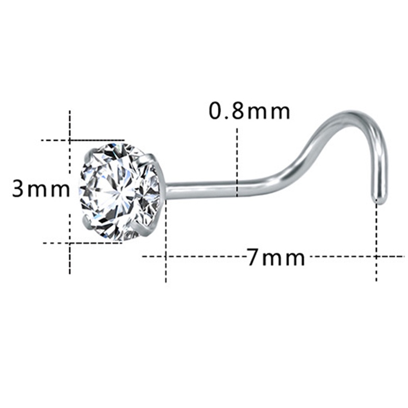 Set 3 Khuyên Mũi Thép Không Gỉ Đính Đá Cá Tính