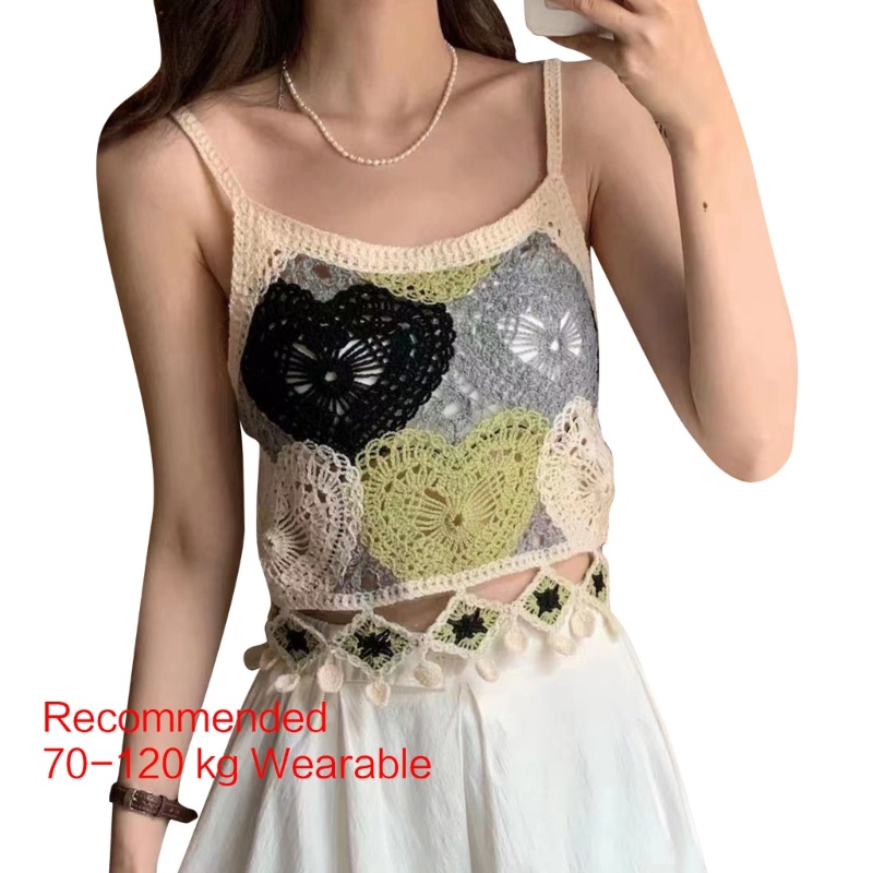 Áo Croptop Hai Dây Dệt Kim Cổ Vuông Thêu Họa Tiết Phong Cách Cổ Điển Dễ Thương Thời Trang Cho Nữ