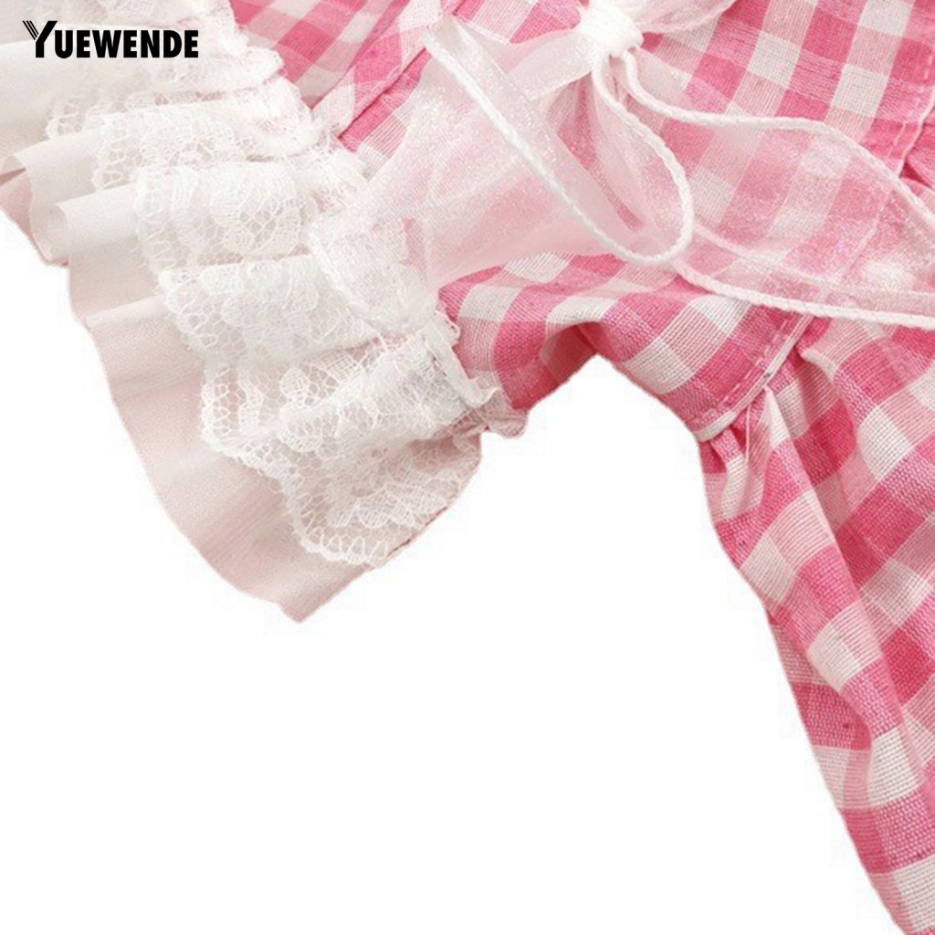 Đầm Họa Tiết Caro Đính Nơ Phối Bèo Thời Trang Mùa Hè Xinh Xắn Cho Thú Cưng