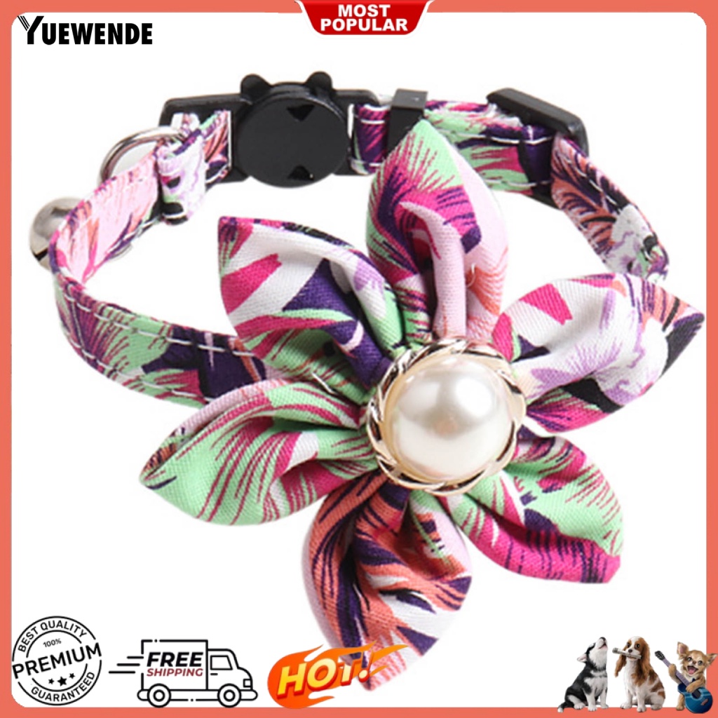 Ye.b Vòng Cổ Hoa Vải Đính Ngọc Trai Nhân Tạo Có Thể Điều Chỉnh Tập Trung Cho Chó Cưng