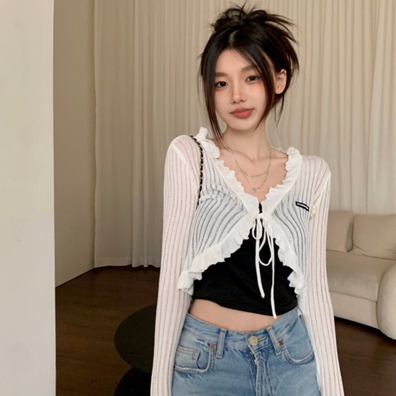 Áo cardigan Dệt Kim Chống Nắng Mùa Hè Thiết Kế Hình Gia Vị Ngọt Ngào Cho Nữ