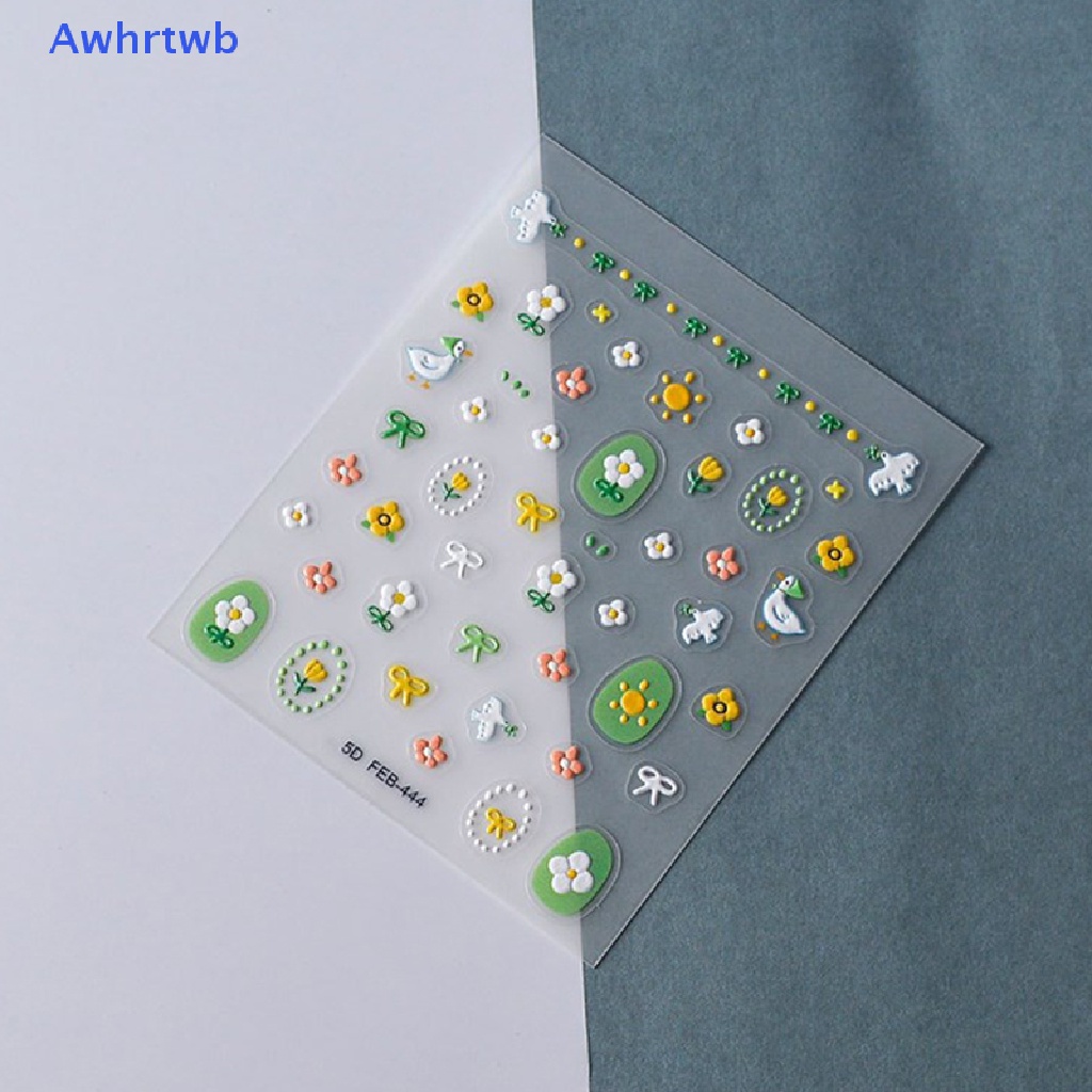 Miếng Dán Trang Trí Móng Tay Tự Dính Họa Tiết Hoa 5D Mới