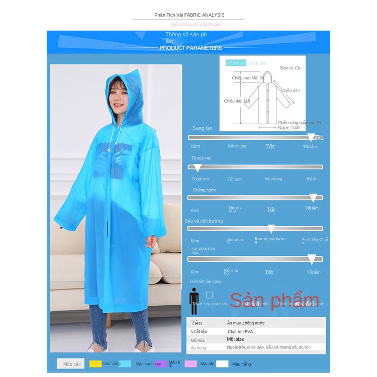 Áo Mưa Dáng Dài Bằng peva Dày Dặn Không Thể Tháo Rời Tiện Dụng Mang Theo Du Lịch / Leo Núi Cho Nam Và Nữ