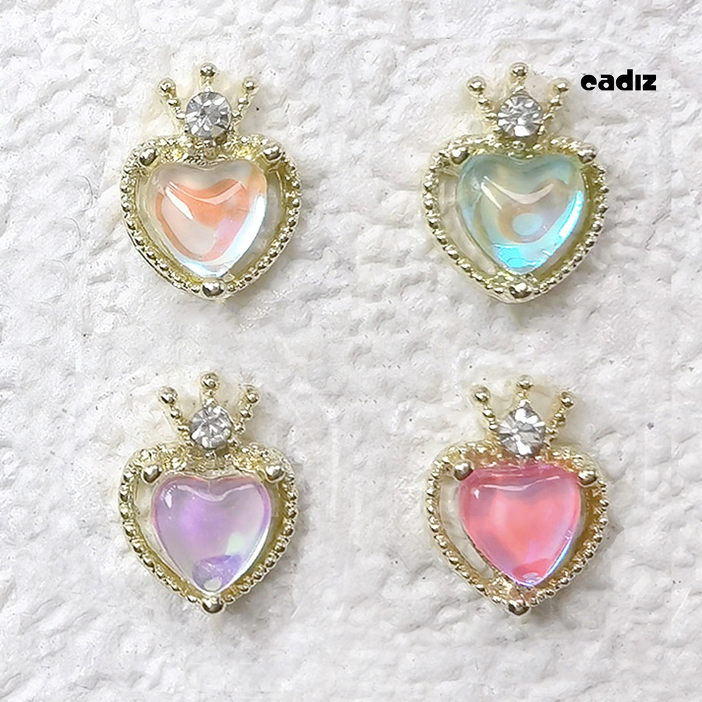 Bộ 2 Đá Mocha Trái Tim Rỗng 3D Lấp Lánh Trang Trí Móng Tay Nghệ Thuật DIY