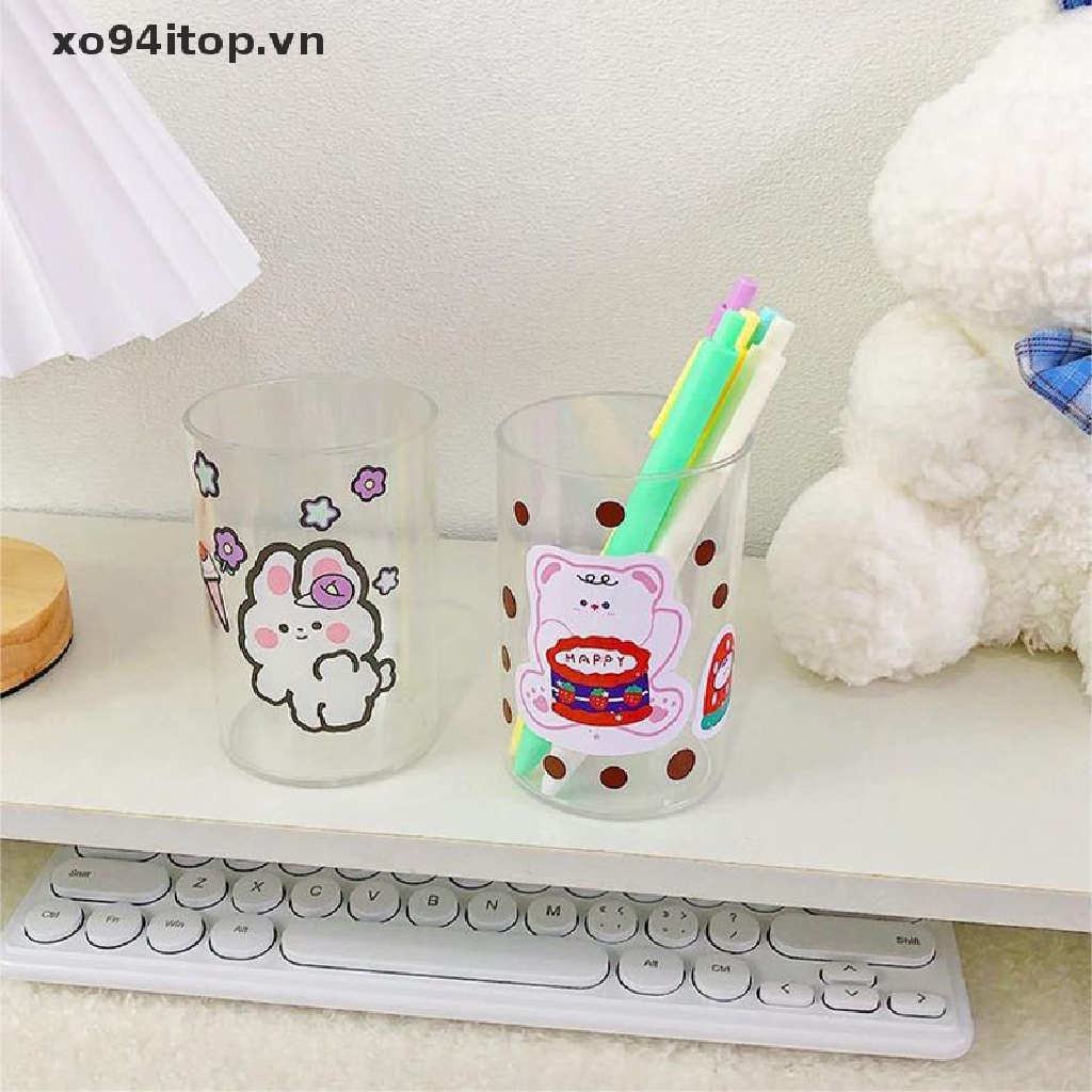 Hộp Đựng Bút / Cọ Trang Điểm Bằng Acrylic Trong Suốt Hình Tròn / Vuông Sức Chứa Lớn Tiện Dụng Cho Trường Học / Văn Phòng