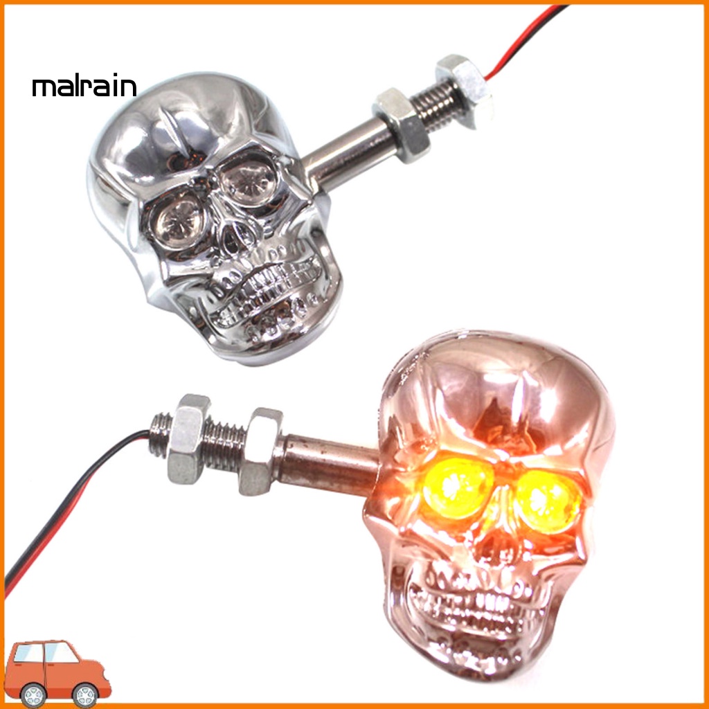 Bộ 2 Đèn Xi Nhan Hình Đầu Lâu Độc Đáo Cho Xe Mô Tô