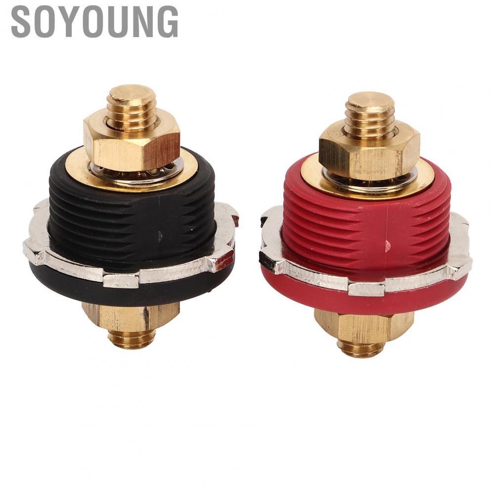 Soyoung car  2PCS 3/8in Thru Panel Terminal 250A Black Red Universal Connector for RV Boat carregador