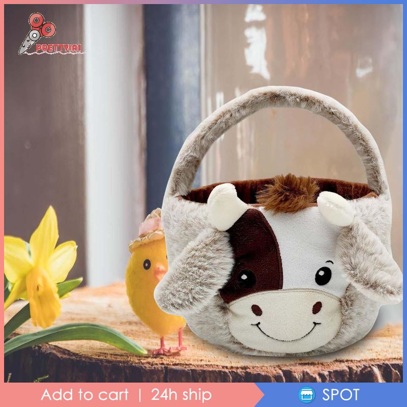 [Prettyia1] Túi Đựng Quà Sinh Nhật Hình Bò Sữa Bằng Vải Lông Có Thể Tái Sử Dụng Cho