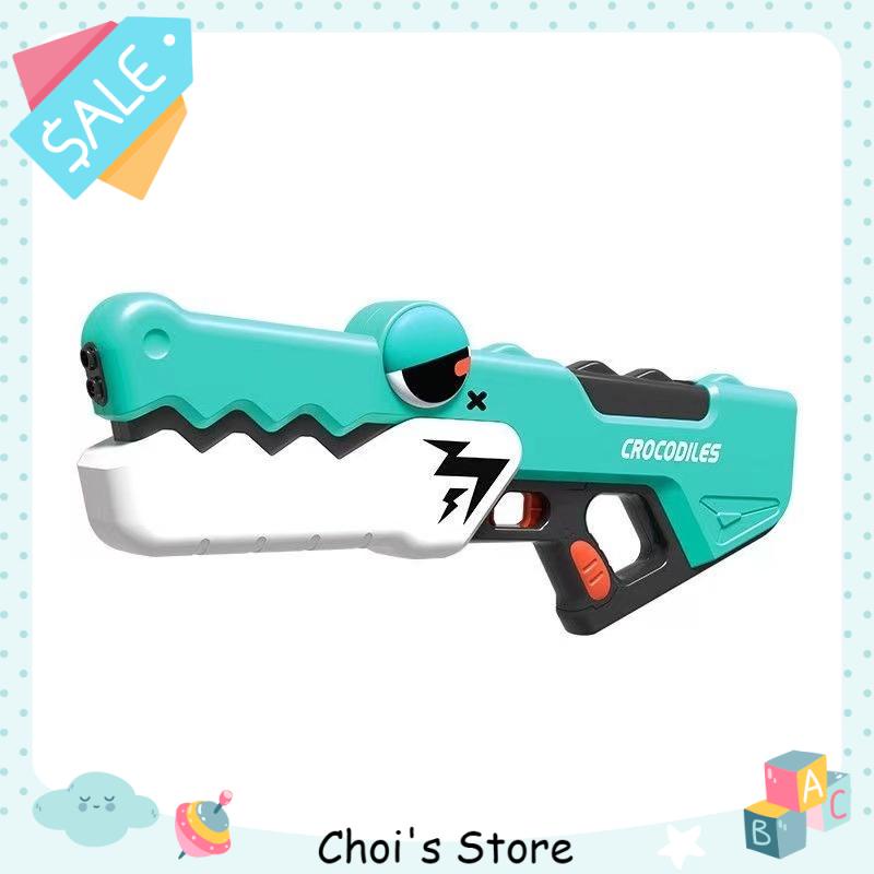 (chạy pin) Đồ chơi súng phun nước tự động pin sạc, tự động hút nước cỡ lớn mẫu cá sấu