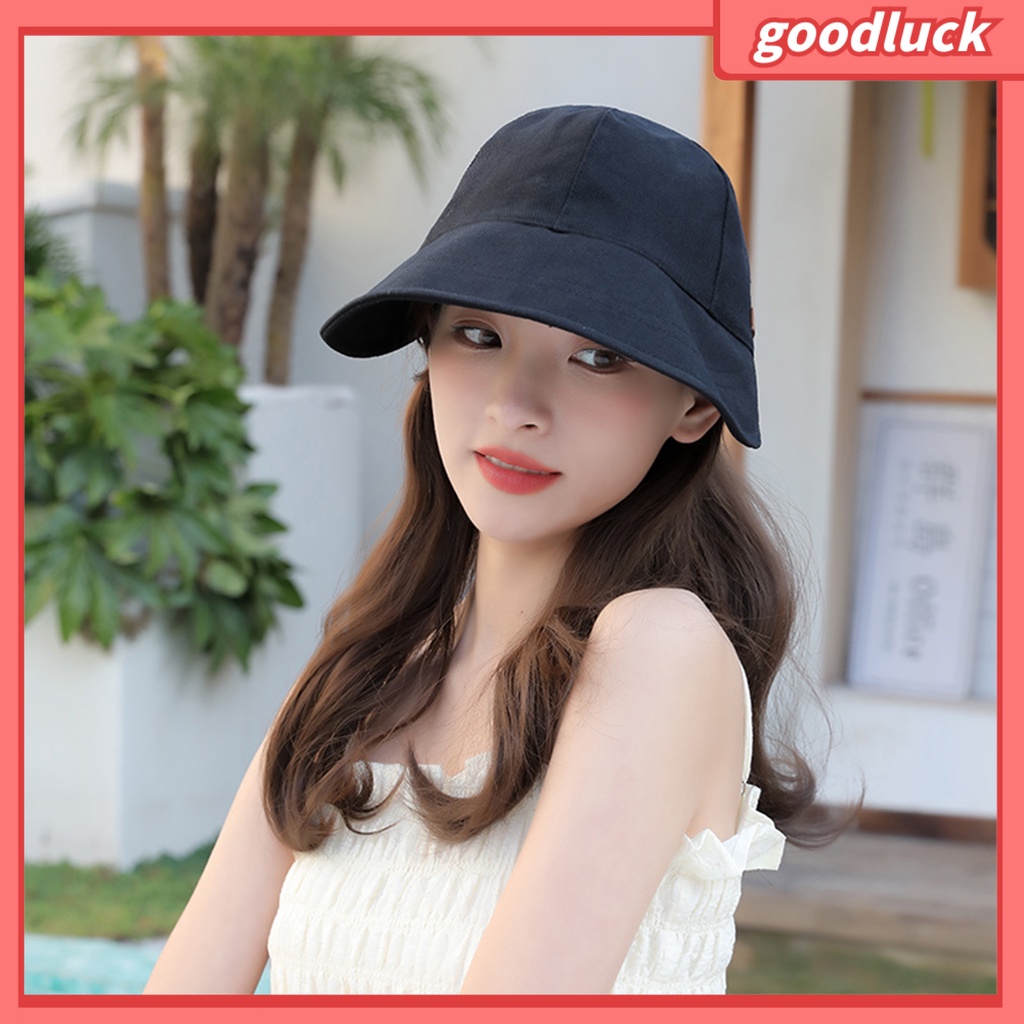 Mũ Chống Nắng Cotton Pha Mềm Mại Chống Tia UV Có Dây Rút Vành Rộng Có Thể Điều Chỉnh Được