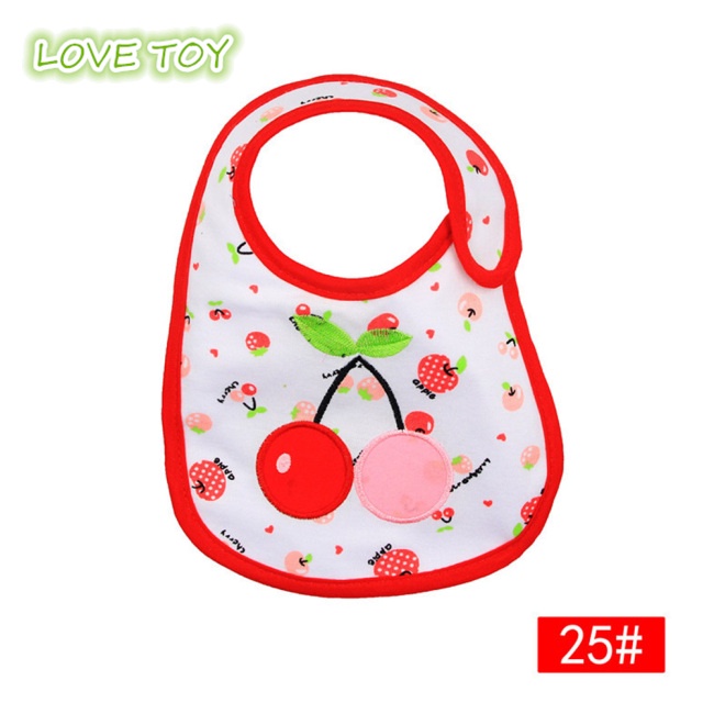 Yếm Ăn Cotton 3 Lớp Chống Nước In Họa Tiết Hoạt Hình Xinh Xắn Dành Cho Các Bé