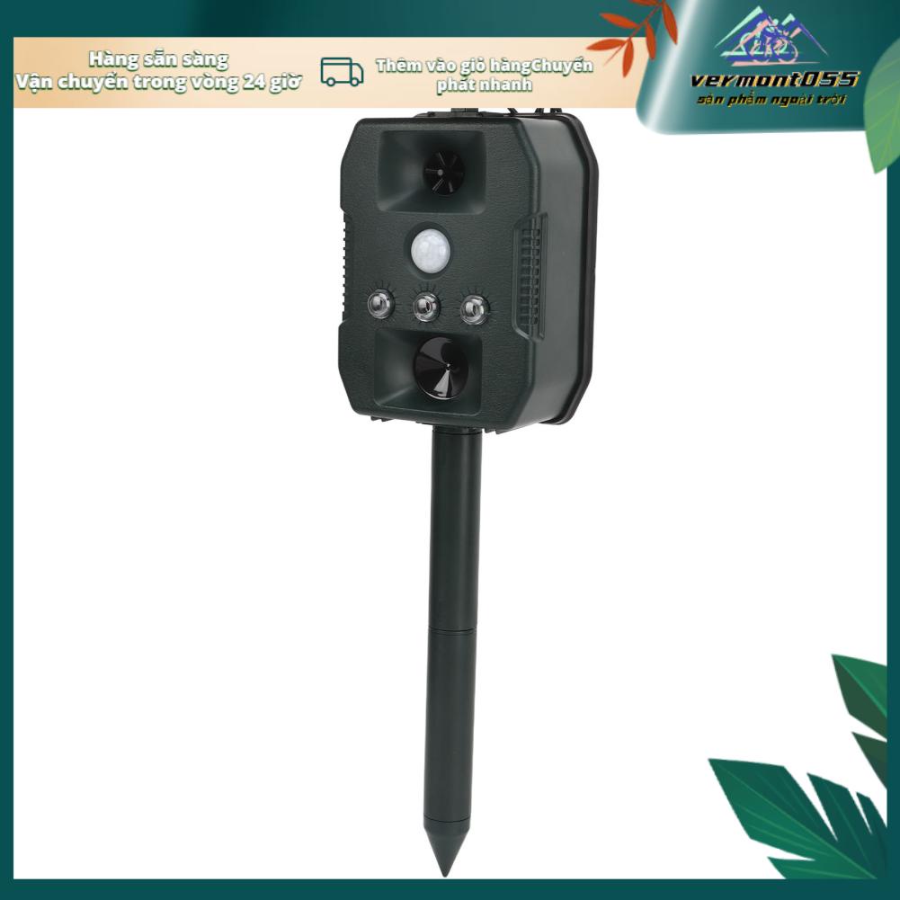 Vermont055 Thiết bị xua đuổi động vật siêu âm năng lượng mặt trời Đèn LED nhấp nháy IP55 ngăn chặn chống nước cho sân vườn trang trại cây ăn trái