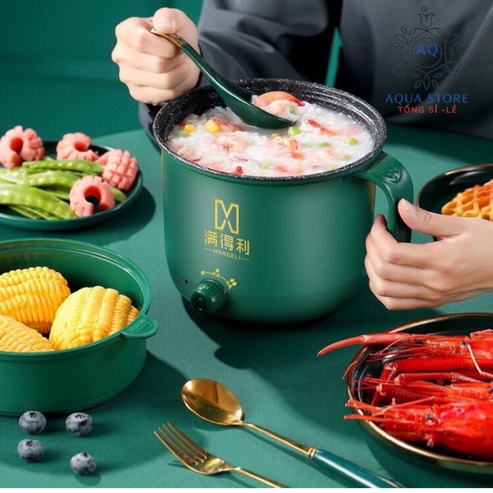 💥Ca Nấu Mì, Nấu Cơm Đa Năng Có Tay Cầm 1,8L - Nồi Lẩu Điện Mini Kèm Giá Hấp .