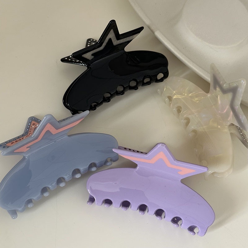 Kẹp Tóc Hình Ngôi Sao Năm Cánh Đính Đá Cỡ Lớn Phong Cách Âu Mỹ Cho Nữ