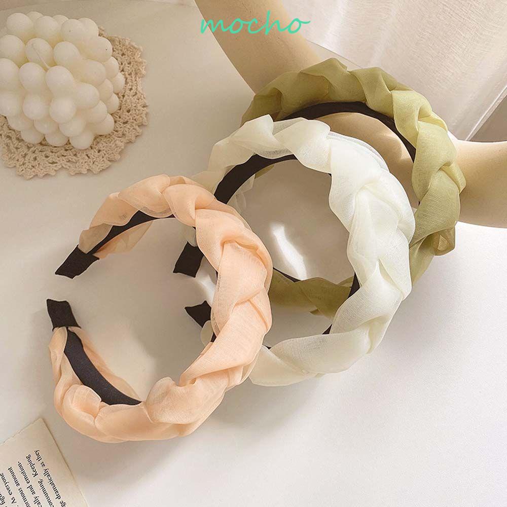 Băng Đô Cài Tóc Bản Rộng Phối Lưới Thời Trang Thanh Lịch Cho Nữ