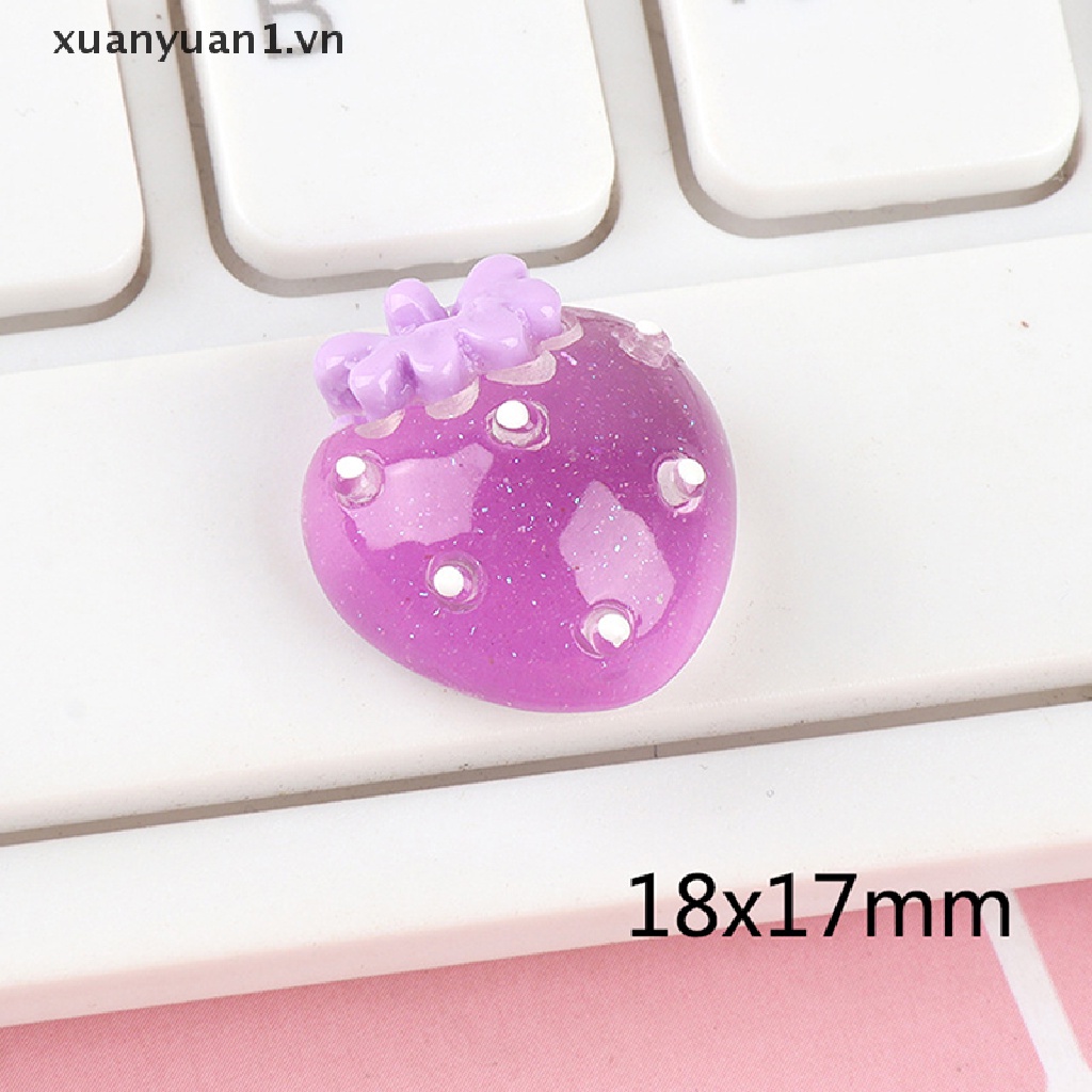 Set 5 Phụ Kiện Trang Trí Móng Tay Hình Quả Dâu 3D Dạ Quang Xinh Xắn