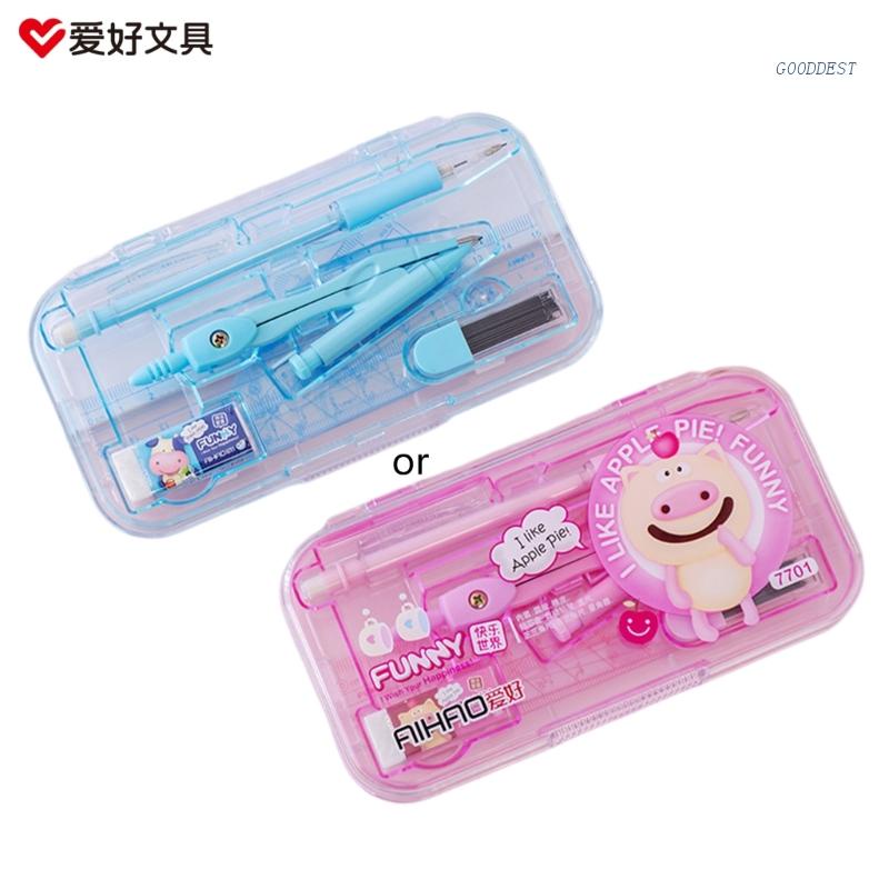 Bộ La Bàn Và Dụng Cụ Hình Học Bằng Nhựa Dùng Vẽ Kiến Trúc Cho Học Sinh