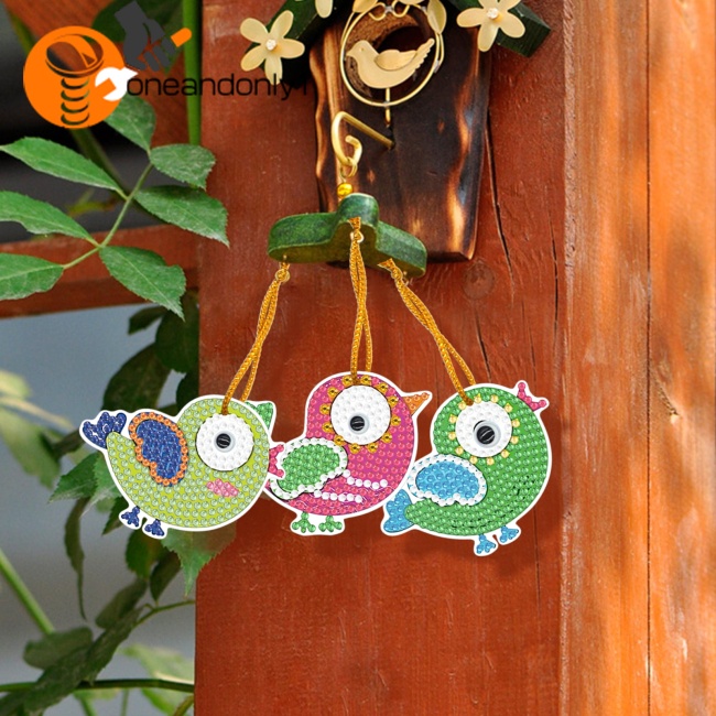 Bộ 13 Món Tranh Đính Đá Tự Làm Hình Chú Chim Hoạt Hình Kèm Dây Treo Trang Trí