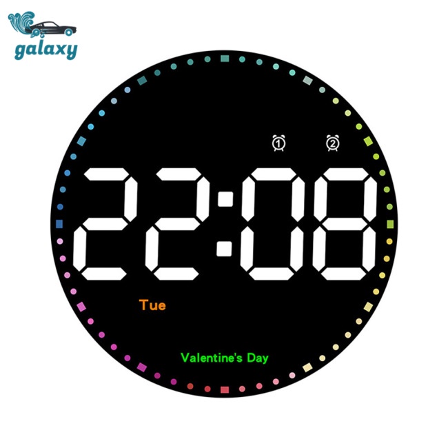 Galaxy Đồng Hồ Led Tròn Kỹ Thuật Số 10-inch 10 Cấp Độ Sáng Kèm Điều Khiển Từ Xa Cho Phòng Khách