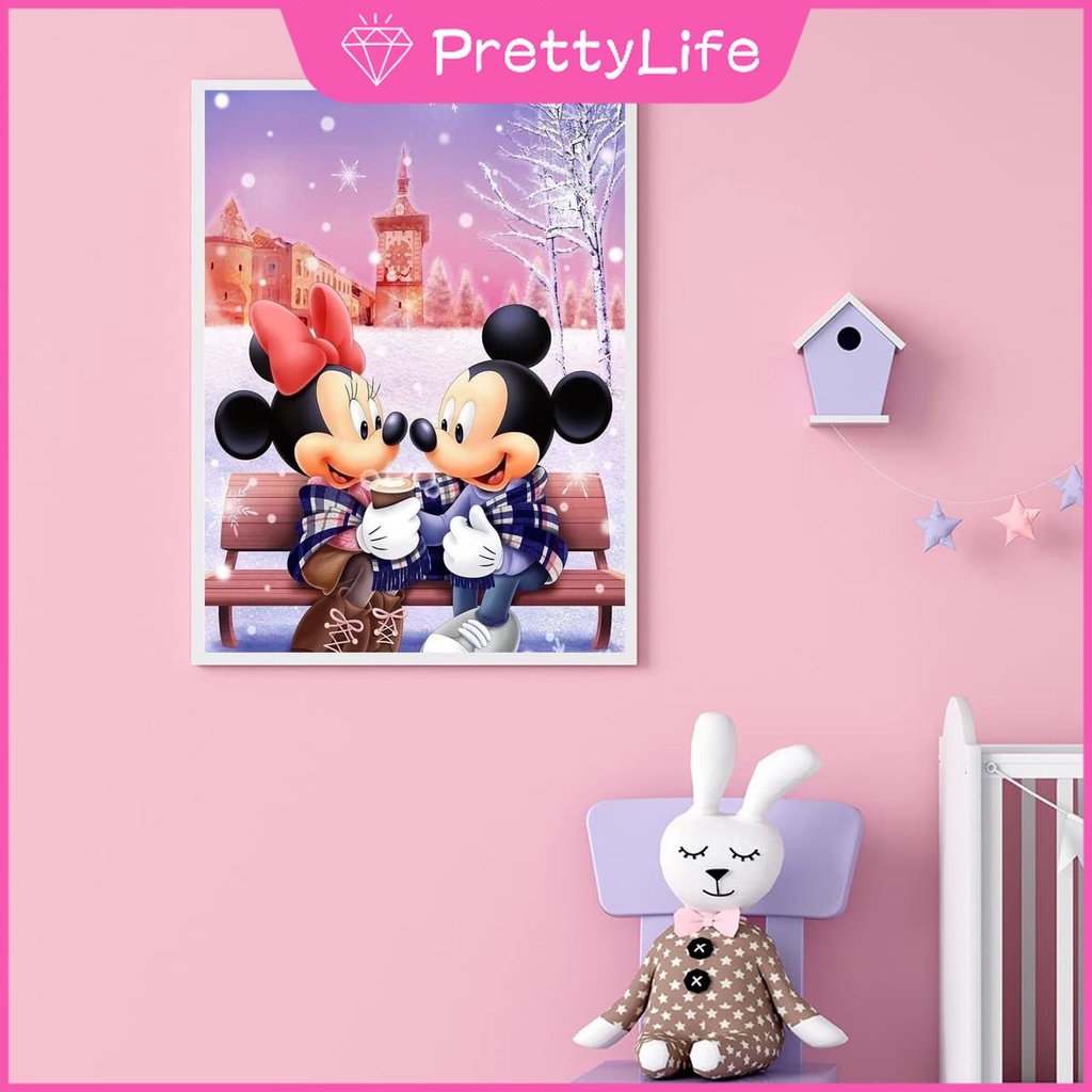 DISNEY Bộ Tranh Đính Đá Tự Làm Trang Trí Phòng Khách Hình Chuột Mickey 30x40c