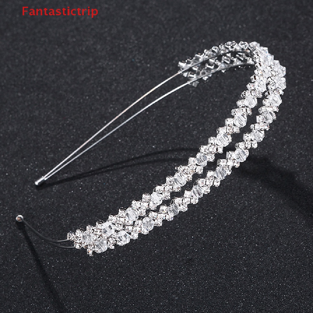 [Fantastictrip] Cài Tóc Cô Dâu Hai Lớp Pha Lê Handmade Mới