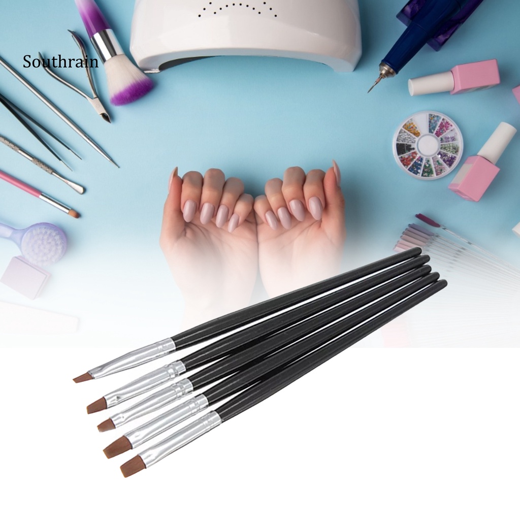 Set 5 Cọ Vẽ Móng Nghệ Thuật Bằng Gỗ Và Kim Loại Không Phai Màu Thời Trang Cho Nữ