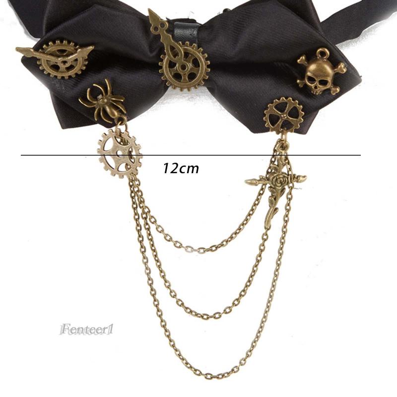 [Fenteer1] Vòng Cổ Choker Punk Với Dây Xích Bánh Răng Thoải Mái Màu Đen Cho Bạn Gái