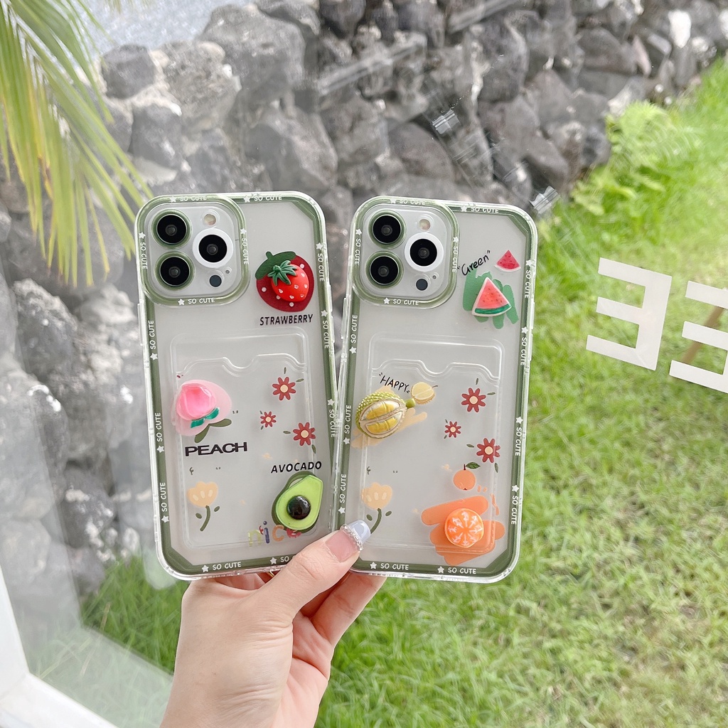 Ốp Điện Thoại TPU Silicon Mềm Trong Suốt Hình Trái Cây 3D Dễ Thương Cho iPhone 14 13 12 11 Pro XR XS Max 7 8 14 Plus