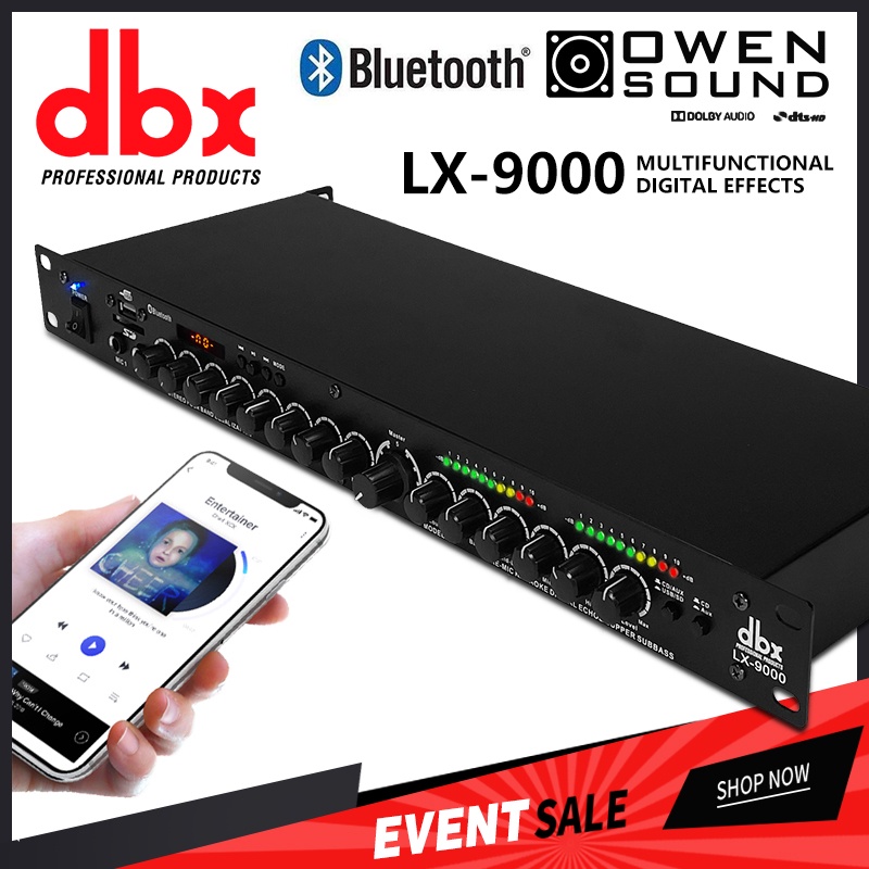 vang cơ có reverb DBX LX-9000 Hiệu ứng kỹ thuật số Bluetooth vang cơ chống hú Đầu vào micrô 5 kênh Giao diện đầu ra súng