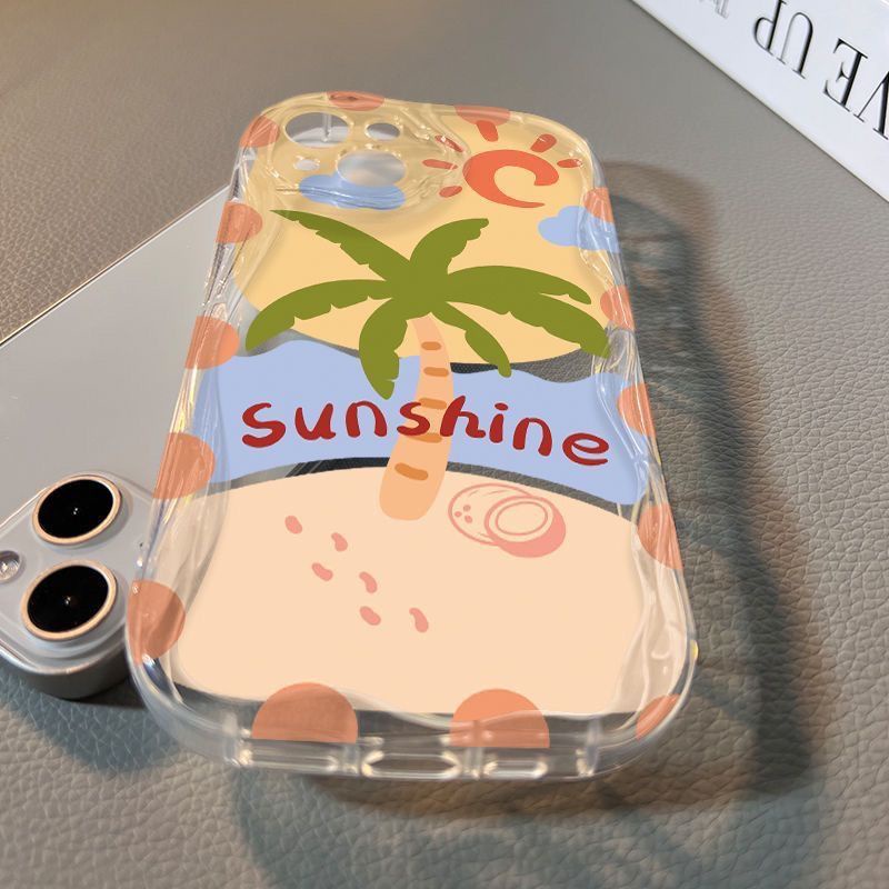 ✅Ốp Điện Thoại Trong Suốt In Hình Cây Dừa Cho Iphone 14pro13 / 8 7 / max xr / Xsmaxpro12 ZV24