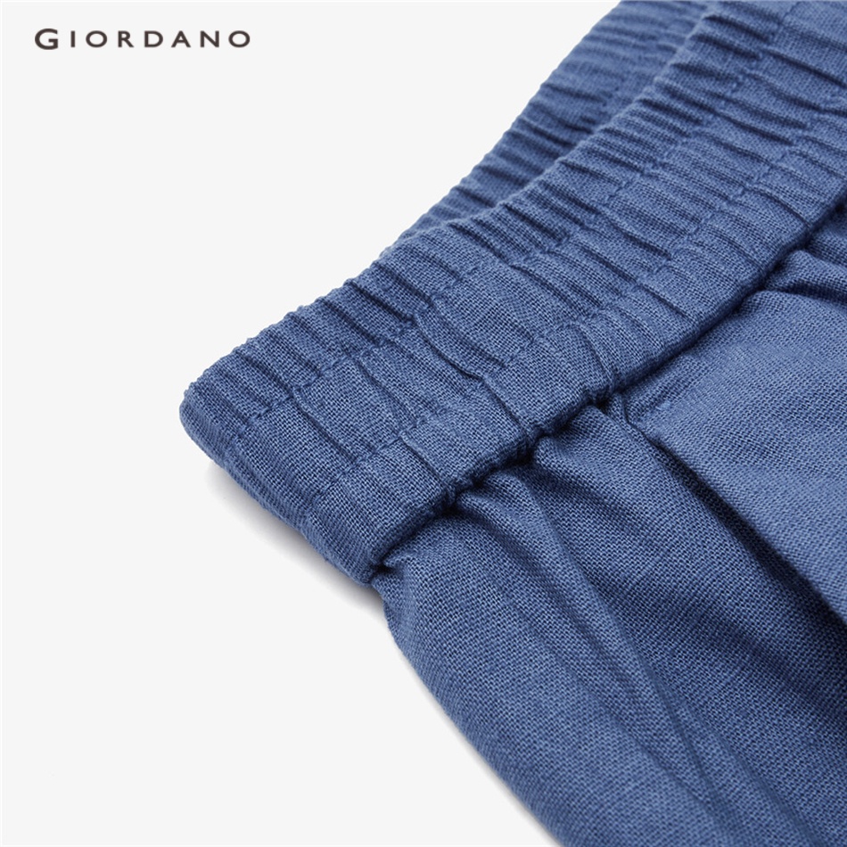 Quần đùi GIORDANO 05403323 vải lanh cotton lưng thun nhẹ dành cho nữ