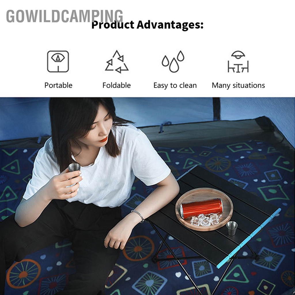 MONEY GoWildCamping Bàn ăn dã ngoại có thể gập lại di động ngoài trời hợp kim nhôm nhẹ