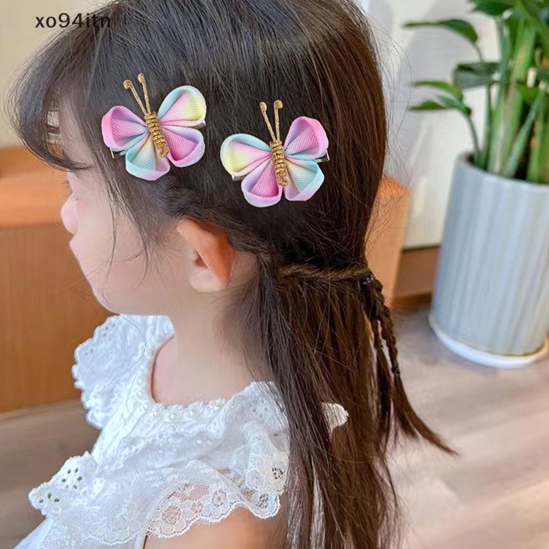 1 Cặp Kẹp Tóc Hình Bướm Màu Vàng Kim Cho Bé Gái