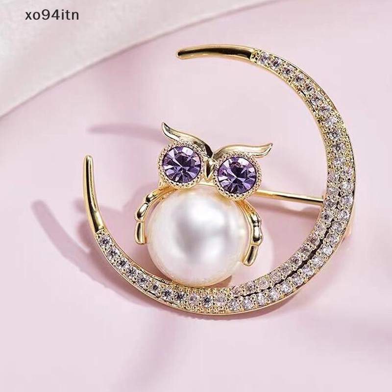 Ghim Cài Áo Hình Cú Mèo Mặt Trăng Nhỏ Xinh Thời Trang Dễ Phối Đồ