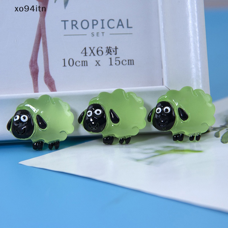 Set 5 Chú Cừu Hoạt Hình Mini Bằng Nhựa Resin Phát Sáng Trang Trí Vườn Nhà Crafg