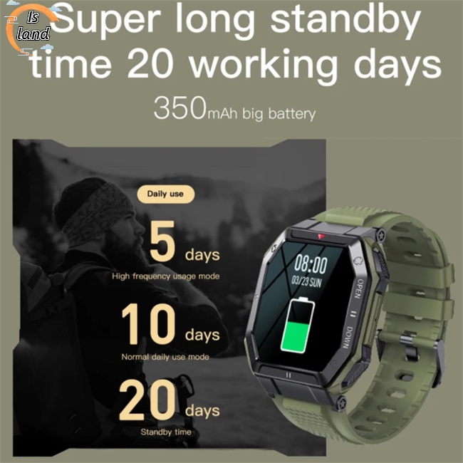 Bộ Đồng Hồ Thông Minh K55 Màn Hình 1.85 Inch Bluetooth Có Pin 350mah Chống Nước Ip68 Chuyên Dụng Cho Nam