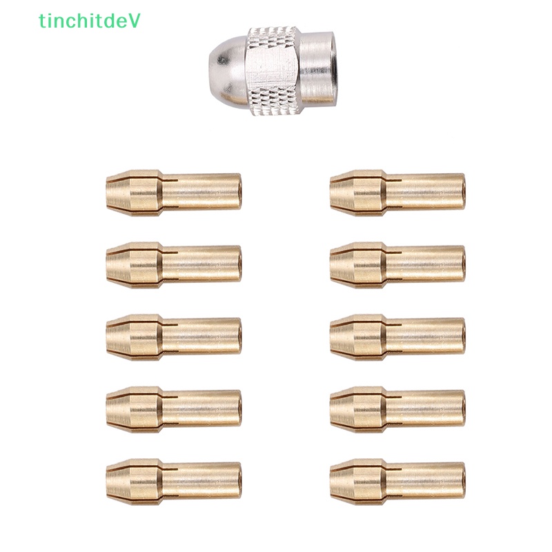 Set 10 / 11 Đầu Kẹp Mũi Khoan Mini Đường Kính 0.5-3.2mm 4.8mm Bằng Đồng Thau