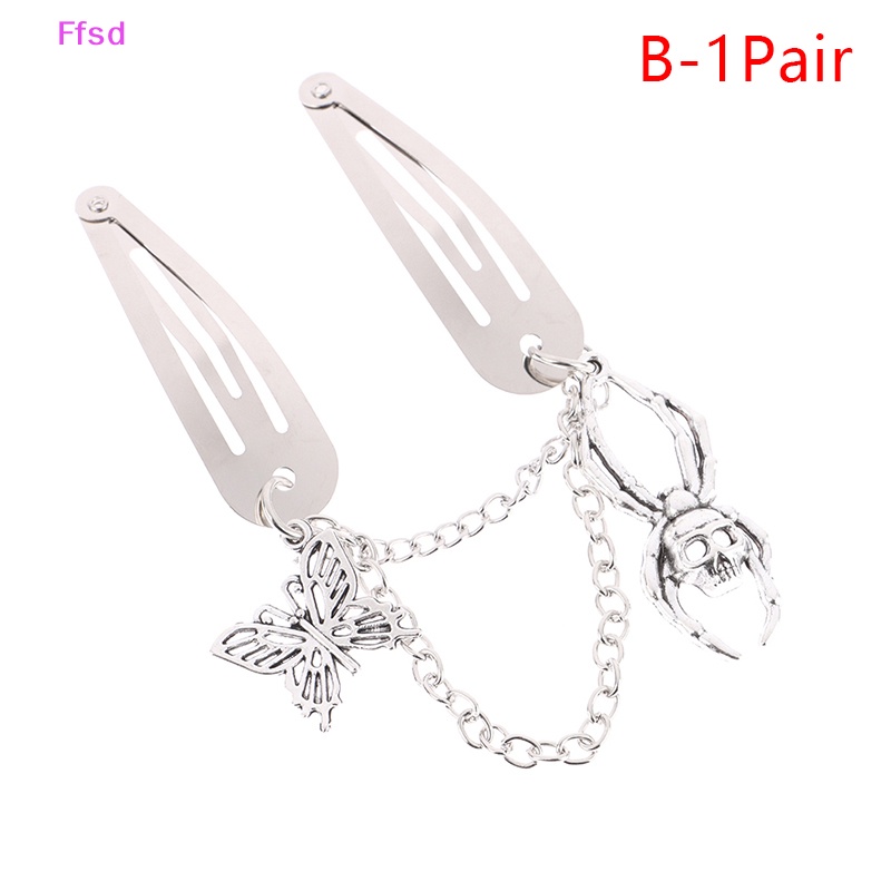 {Ffsd} Kẹp Tóc Chuỗi Xích Kim Loại Hình Bướm Phong Cách Punk Thời Trang Dự Tiệc Halloween * Bán Chạy
