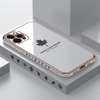 Ốp Điện Thoại Mạ Điện Họa Tiết Lá Phong Cho iPhone 12 Mini 11 Pro Max X XR XS Max