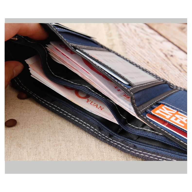 Ví Canvas Gấp Dáng Ngắn Có Khóa Kéo Thời Trang Cho Nam