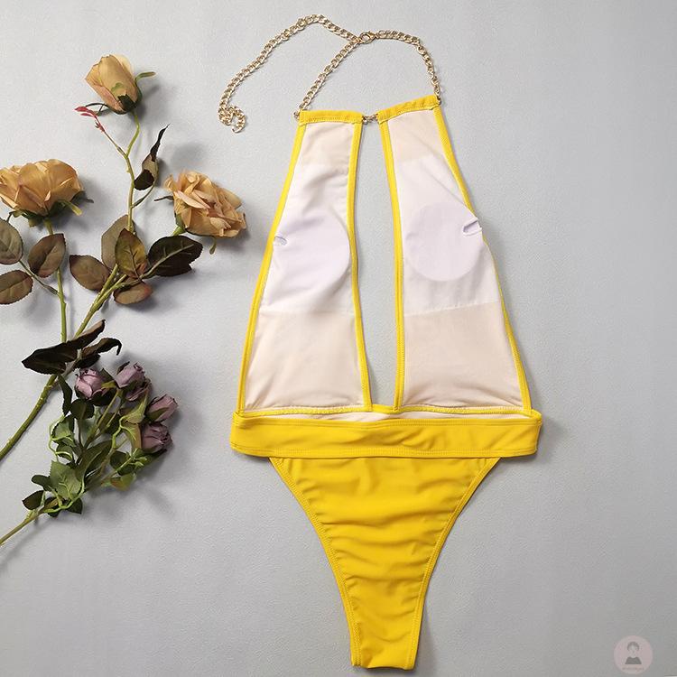 Bộ Bikini Không Tay Phối Dây Xích Kim Loại Thời Trang Mùa Hè Cho Nữ