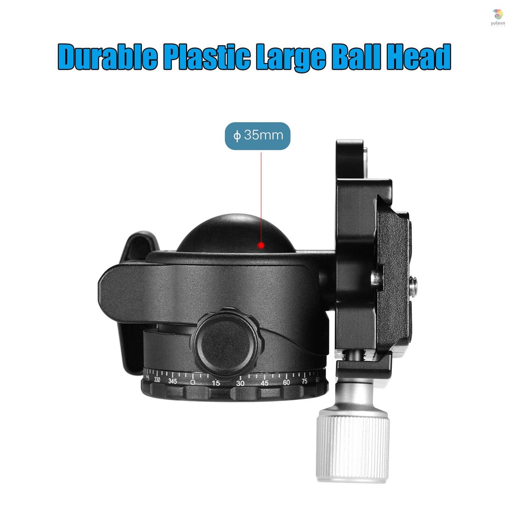 Giá Đỡ Máy Ảnh Andoer H-35 Panorama Đầu Bi Tròn Trọng Lực Thấp Thiết Kế Trung Tâm Trọng Lực Thấp Bằng Hợp Kim Nhôm Tải Trọng Tối Đa 15kg / 33lbs