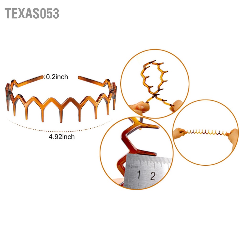 Texas053 2 Chiếc Zigzag Mũ Trùm Đầu Đen Nâu Nhựa Cá Mập Răng Chải Tóc Vòng