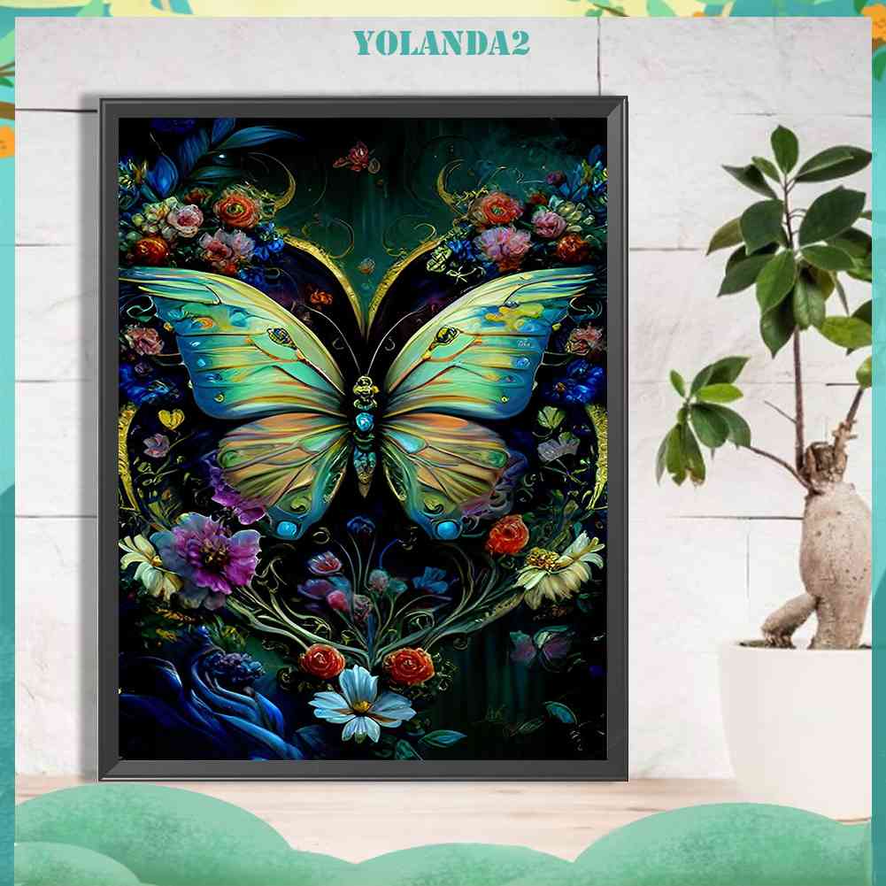 Tranh Đính Đá Kim Cương Toàn Bộ 5D DIY Hình Vẽ Hoa Bướm