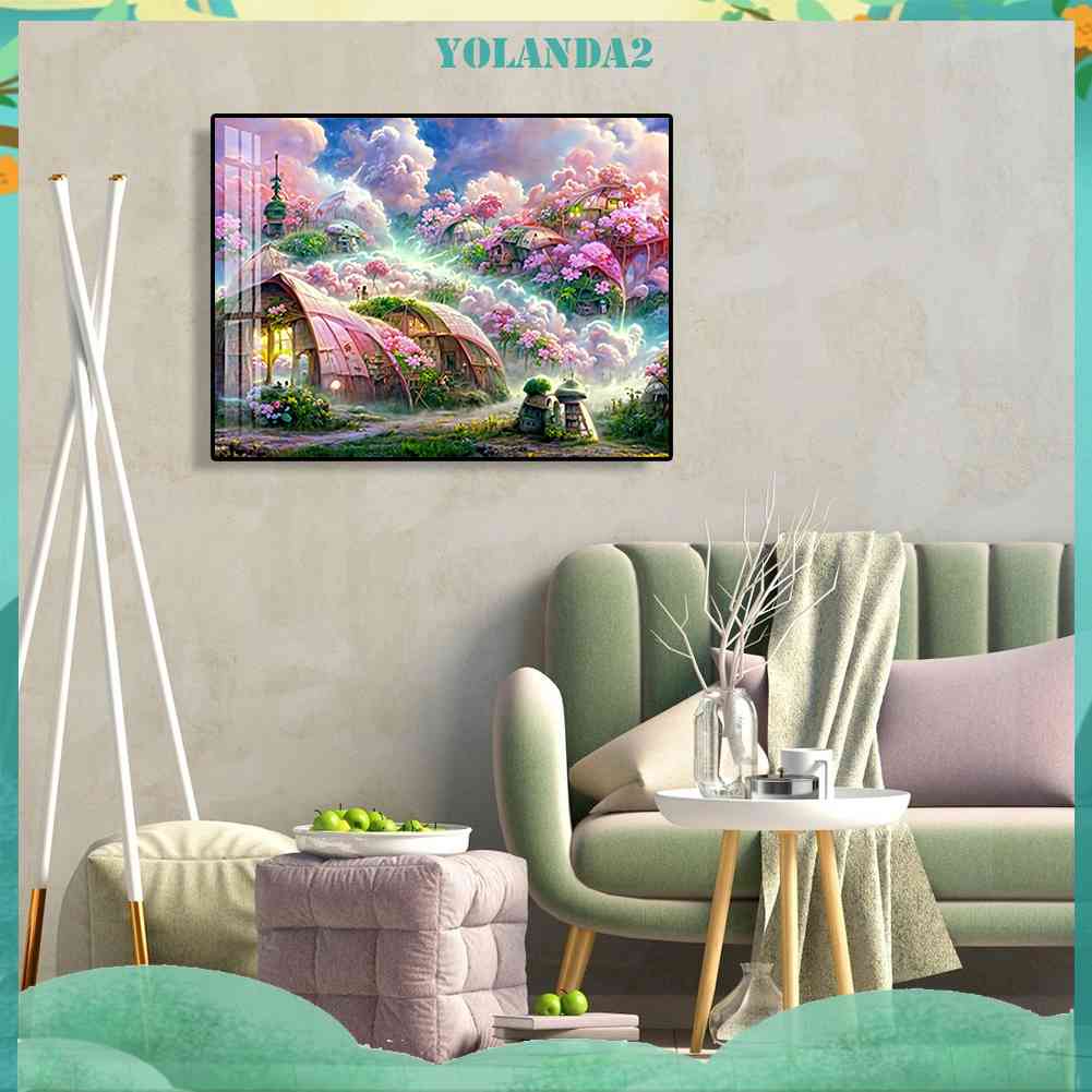 Tranh Đính Đá Kim Cương Toàn Bộ 5D DIY Hình Khu Vườn Mơ Tròn